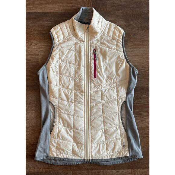 Smartwool PhD Women’s Quilted Hybrid Vest Cream Gray Merino Wool Size M - Picture 1 of 9